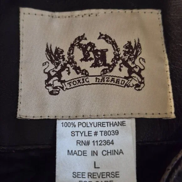 Toxic Hazard Brown Distressed Moto Jacket Size L - Picture 3 of 12
